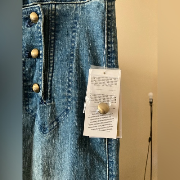 NWT Michael Kors gold buttons wide leg cropped sailor jeans Size 6 - Picture 4 of 6